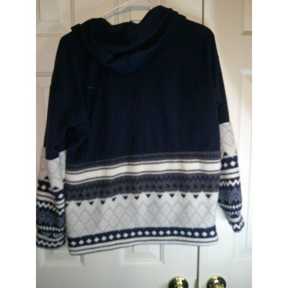 Como Vintage Pullover Hoodie Fair Isle Quarter Zip Sweater Size M - Picture 2 of 3